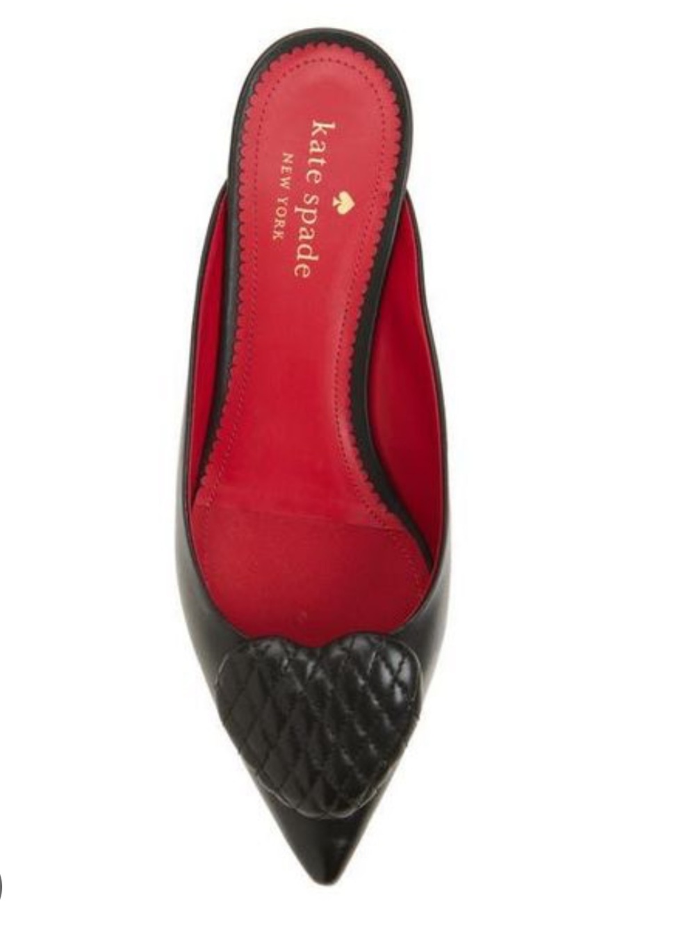 KATE SPADE New York Zola Quilted Black Heart Leather Mule Flat sz 7